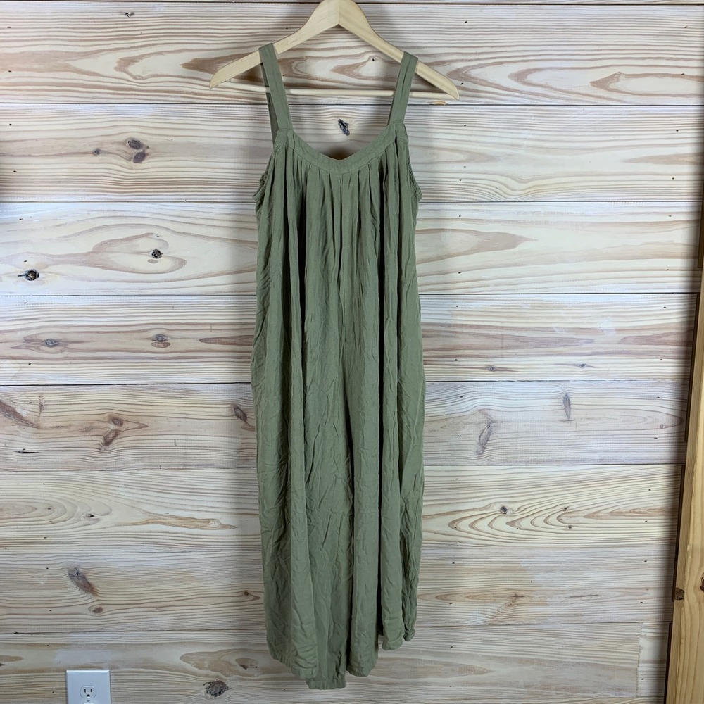 Hunter & Brown Jumpsuit Womens Medium Olive Green Wide Leg Sleeveless‎ Romper